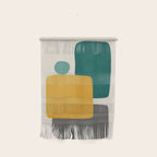 Teal Mustard Abstract Shapes 01 Wall Hanging Gallery Image 1