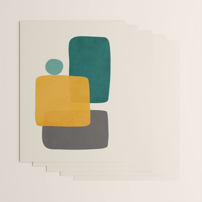 Teal Mustard Abstract Shapes 01 Wrapping Paper Gallery Image 3