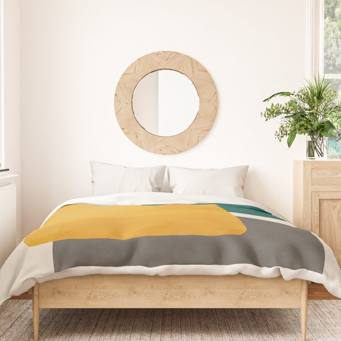 Teal Mustard Abstract Shapes 01 Duvet Cover Gallery Image 3
