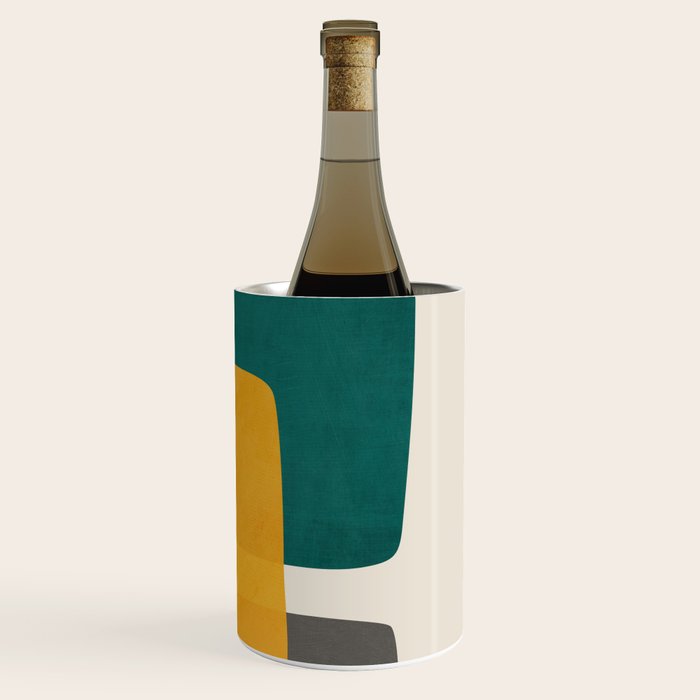 Teal Mustard Abstract Shapes 01 Wine Chiller Gallery Image 3