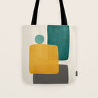 Teal Mustard Abstract Shapes 01 Tote Bag Gallery Image 1