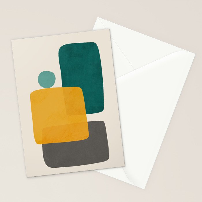 Teal Mustard Abstract Shapes 01 Stationery Card Gallery Image 2