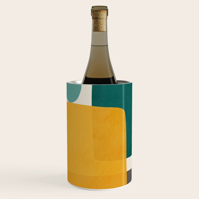 Teal Mustard Abstract Shapes 01 Wine Chiller Gallery Image 1