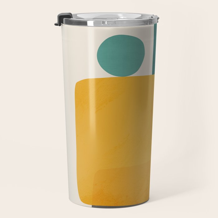 Teal Mustard Abstract Shapes 01 Travel Mug Gallery Image 3