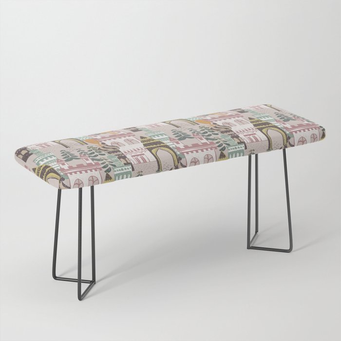 Block print Home pattern earthy colors Bench Gallery Image 1