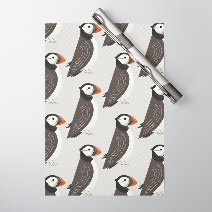 Whimsy Atlantic Puffin Wrapping Paper Gallery Image 1