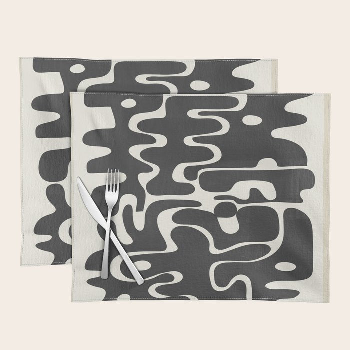 Minimal Abstract Maze - Noir Placemat Gallery Image 1