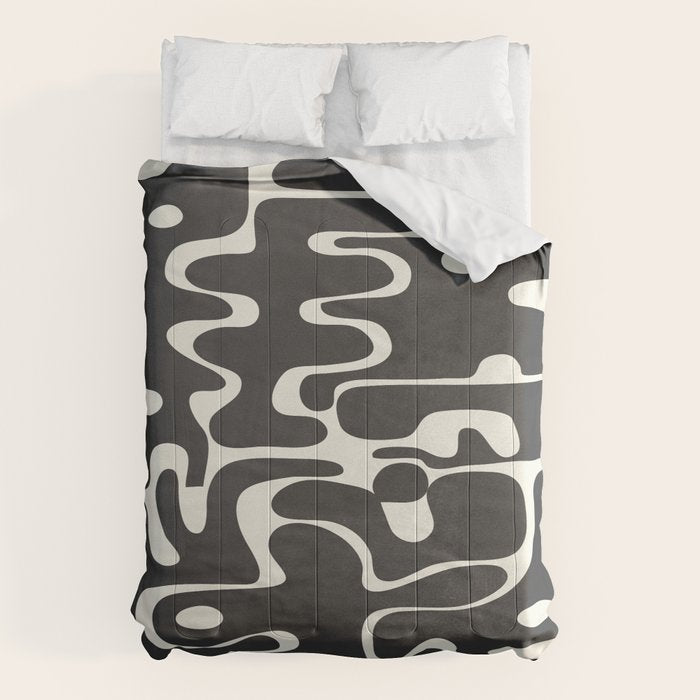 Minimal Abstract Maze - Noir Comforter Gallery Image 6