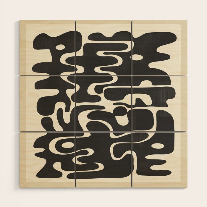 Minimal Abstract Maze - Noir Wood Wall Art Gallery Image 1