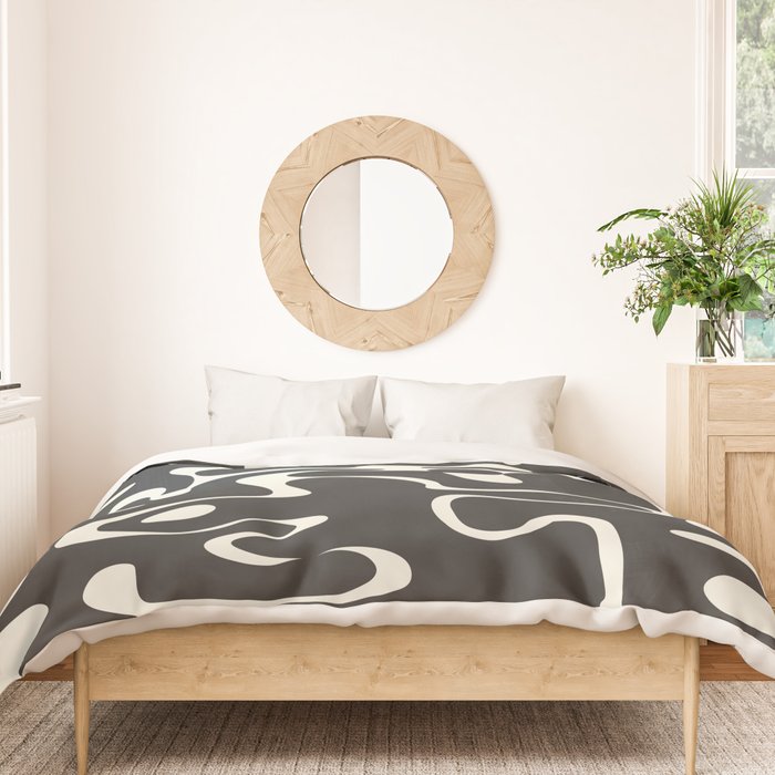 Minimal Abstract Maze - Noir Duvet Cover Gallery Image 3