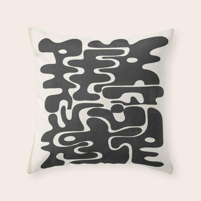Minimal Abstract Maze - Noir Throw Pillow Gallery Image 6