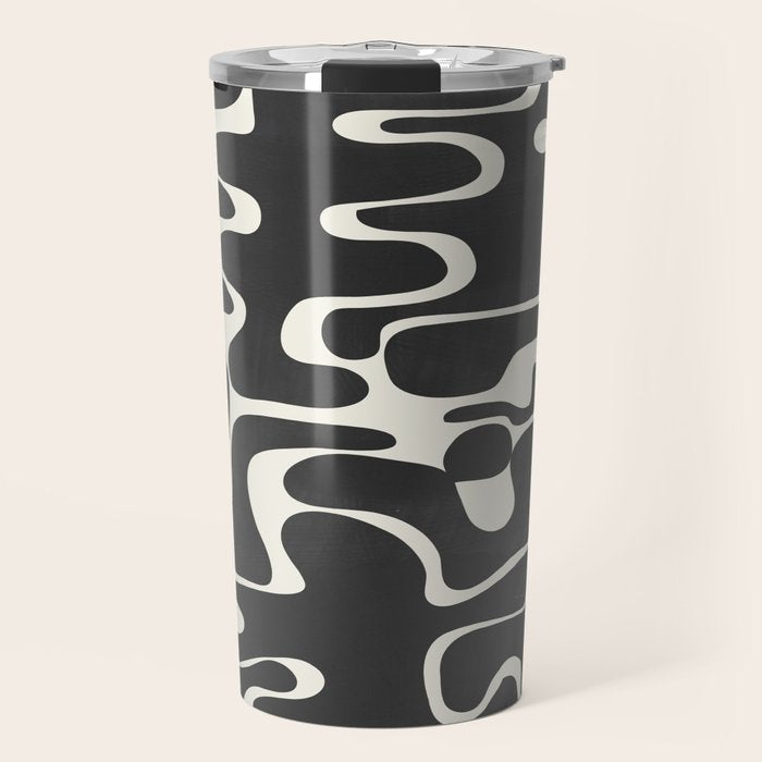 Minimal Abstract Maze - Noir Travel Mug Gallery Image 1