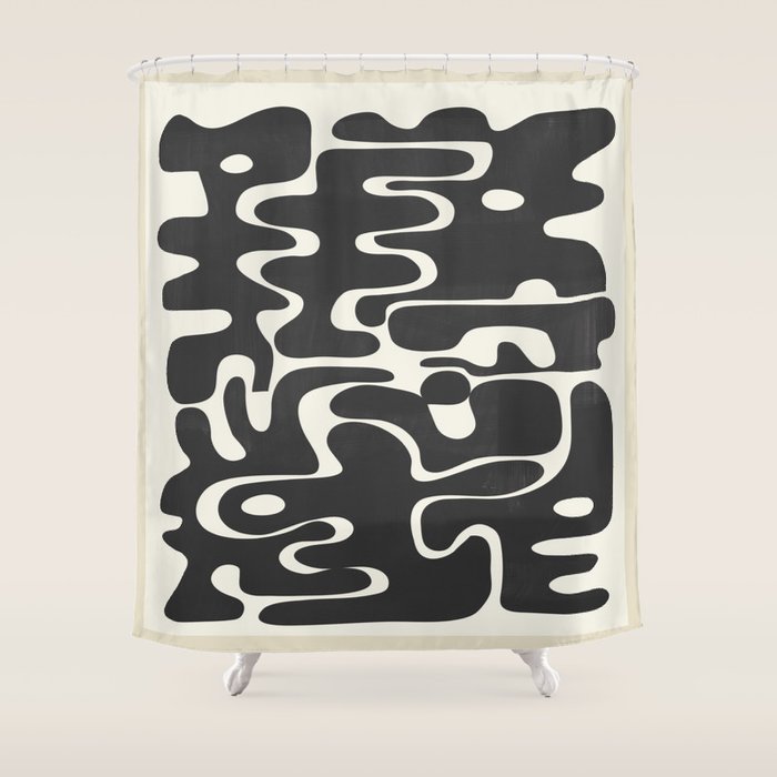 Minimal Abstract Maze - Noir Shower Curtain Gallery Image 1