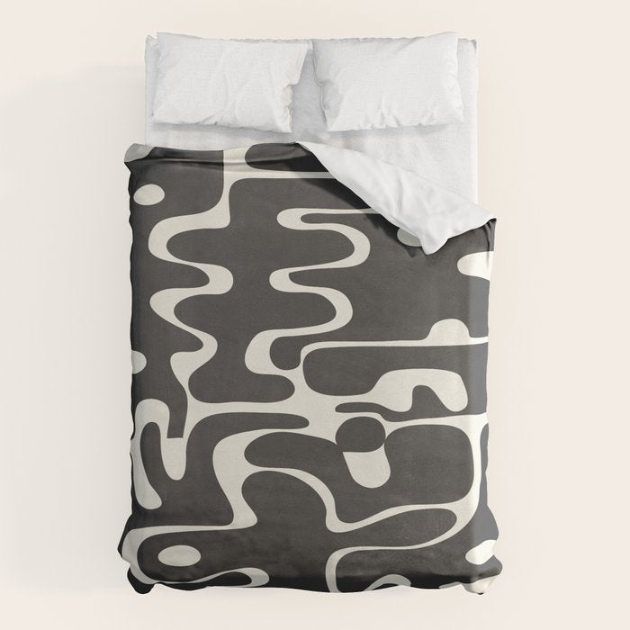 Minimal Abstract Maze - Noir Duvet Cover Gallery Image 6