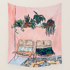 Two Chairs and a Napping Ginger Cat Wall Tapestry Gallery Image 4