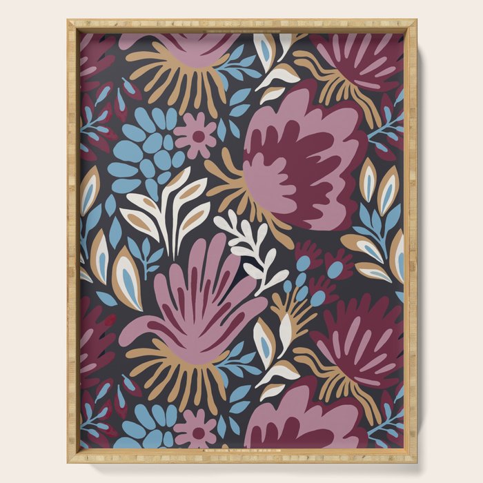 Dark Lush Floral Escape Serving Tray Gallery Image 1