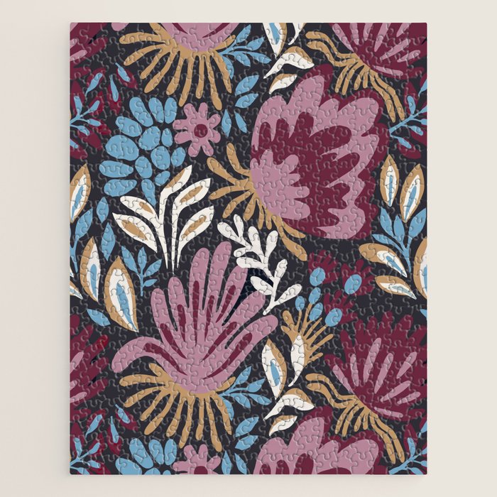 Dark Lush Floral Escape Jigsaw Puzzle