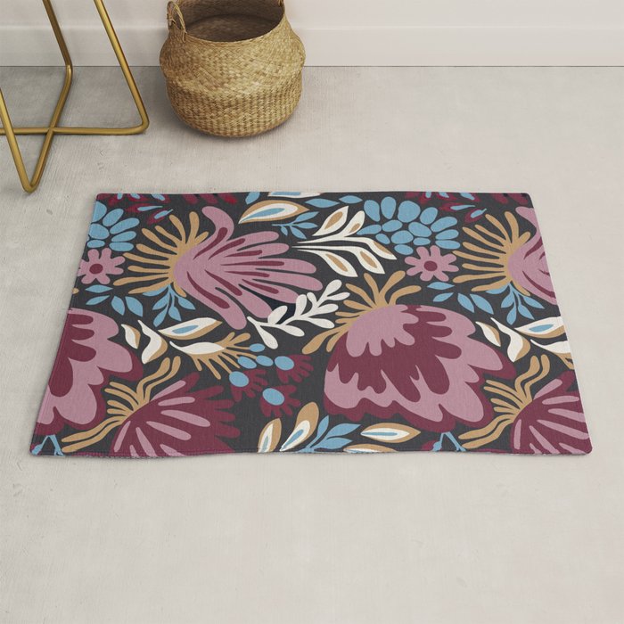 Dark Lush Floral Escape Rug Gallery Image 1