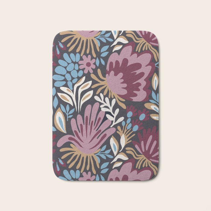Dark Lush Floral Escape Bath Mat Gallery Image 1