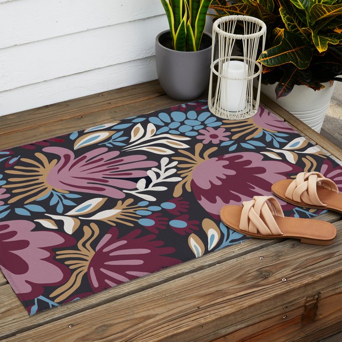 Dark Lush Floral Escape Outdoor Rug Gallery Image 2