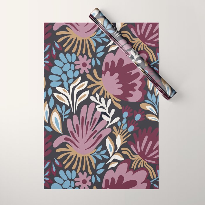 Dark Lush Floral Escape Wrapping Paper Gallery Image 1