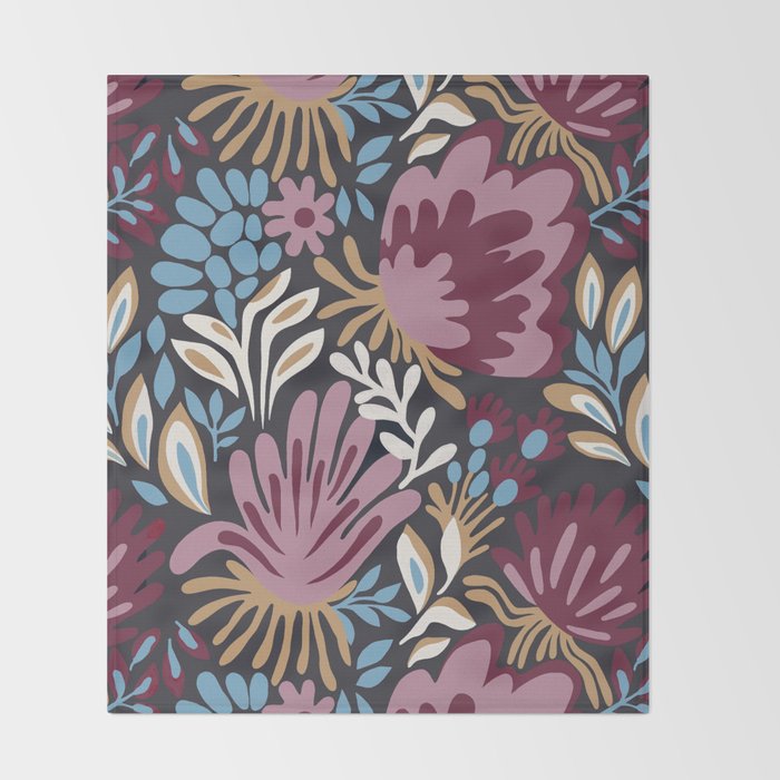 Dark Lush Floral Escape Throw Blanket Gallery Image 2