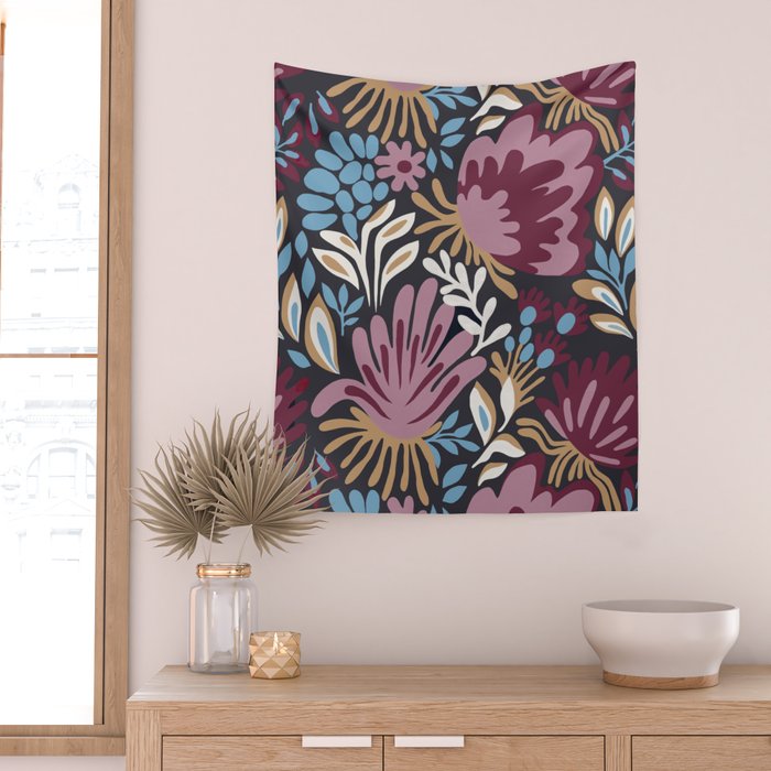 Dark Lush Floral Escape Wall Tapestry Gallery Image 2