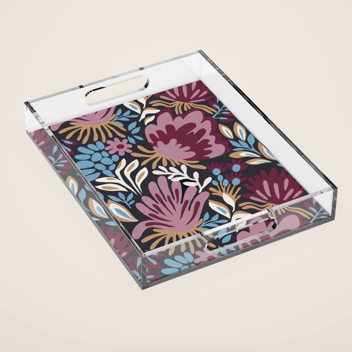 Dark Lush Floral Escape Acrylic Tray Gallery Image 1