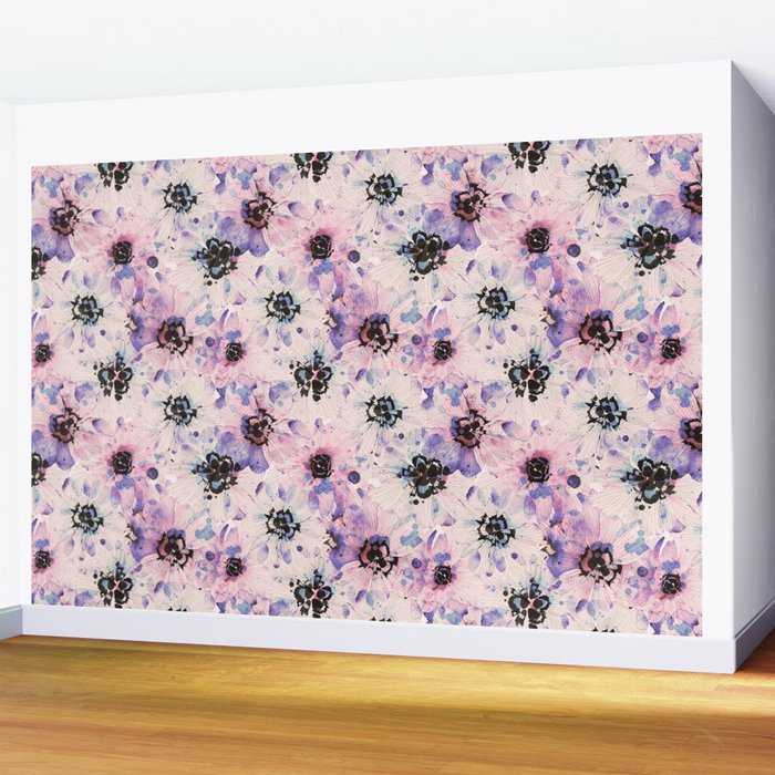 Abstract flowered paint modern Wall Mural Gallery Image 2