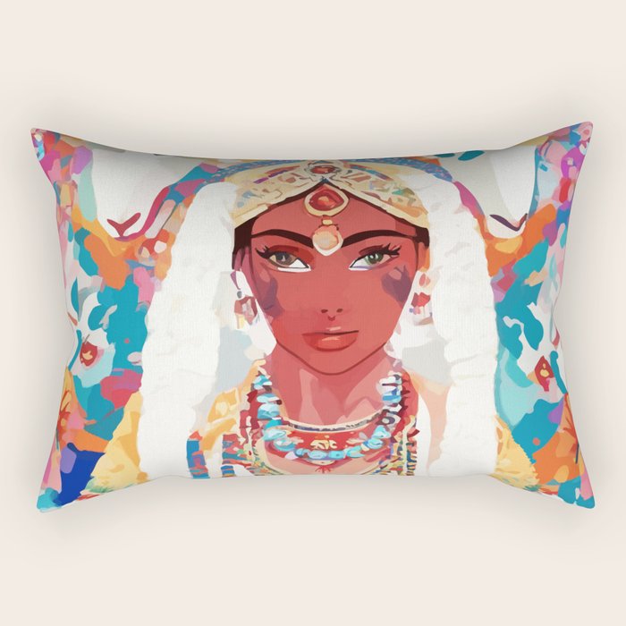 Her Highness, Royal Princess Royalty Queen, Boss Lady Brown Girl Boss, Bohemian Eclectic Heir Empower Portrait Rectangular Pillow Gallery Image 1
