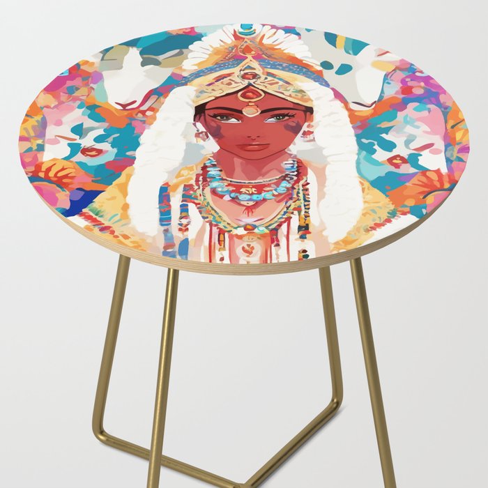 Her Highness, Royal Princess Royalty Queen, Boss Lady Brown Girl Boss, Bohemian Eclectic Heir Empower Portrait Side Table Gallery Image 2