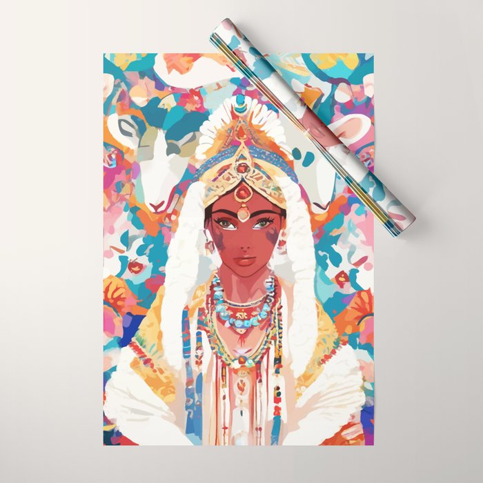 Her Highness, Royal Princess Royalty Queen, Boss Lady Brown Girl Boss, Bohemian Eclectic Heir Empower Portrait Wrapping Paper Gallery Image 1