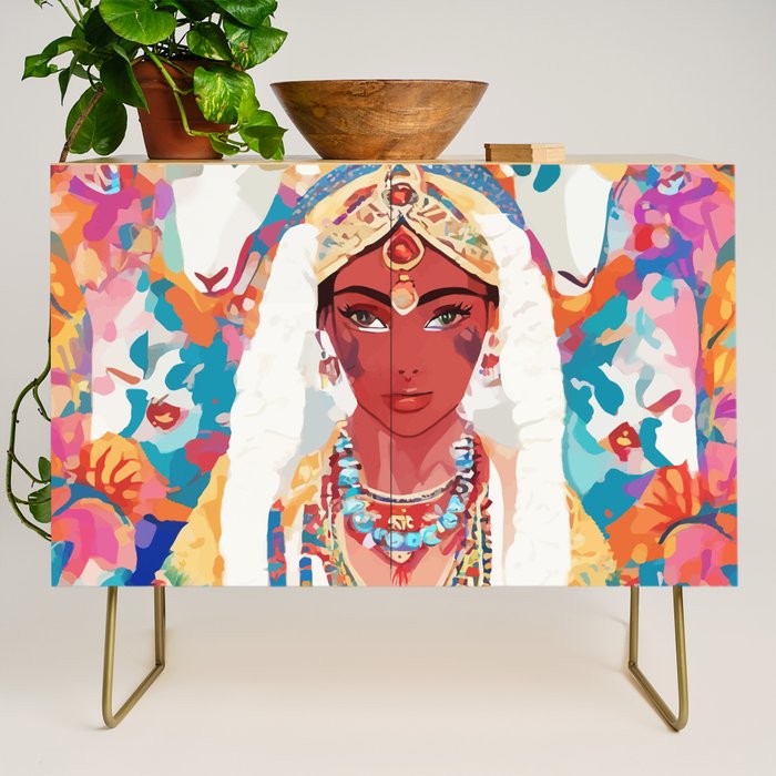 Her Highness, Royal Princess Royalty Queen, Boss Lady Brown Girl Boss, Bohemian Eclectic Heir Empower Portrait Credenza Gallery Image 1