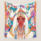 Her Highness, Royal Princess Royalty Queen, Boss Lady Brown Girl Boss, Bohemian Eclectic Heir Empower Portrait Wall Tapestry Gallery Image 4