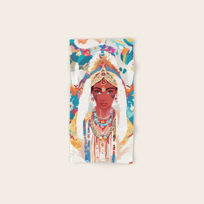 Her Highness, Royal Princess Royalty Queen, Boss Lady Brown Girl Boss, Bohemian Eclectic Heir Empower Portrait Bath Towel Gallery Image 1