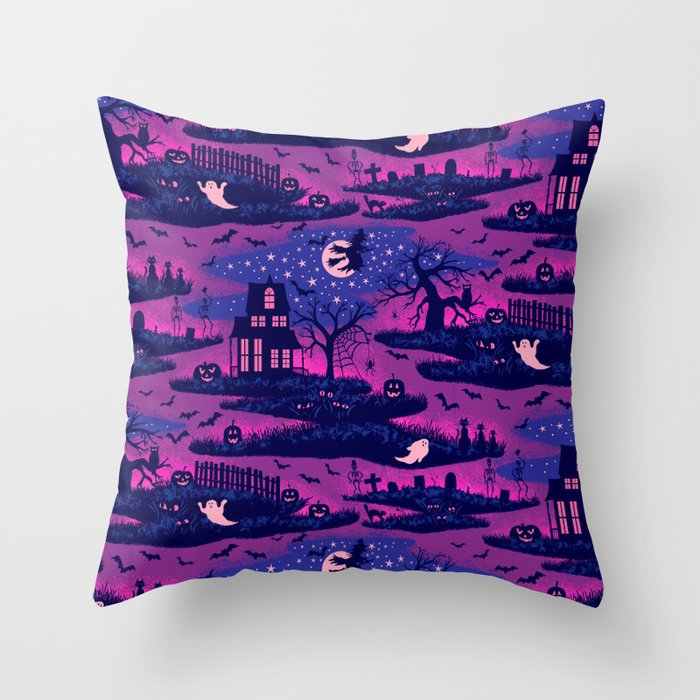 Halloween Night - Mystic Violet  Throw Pillow Gallery Image 6