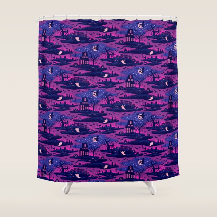 Halloween Night - Mystic Violet  Shower Curtain Gallery Image 1