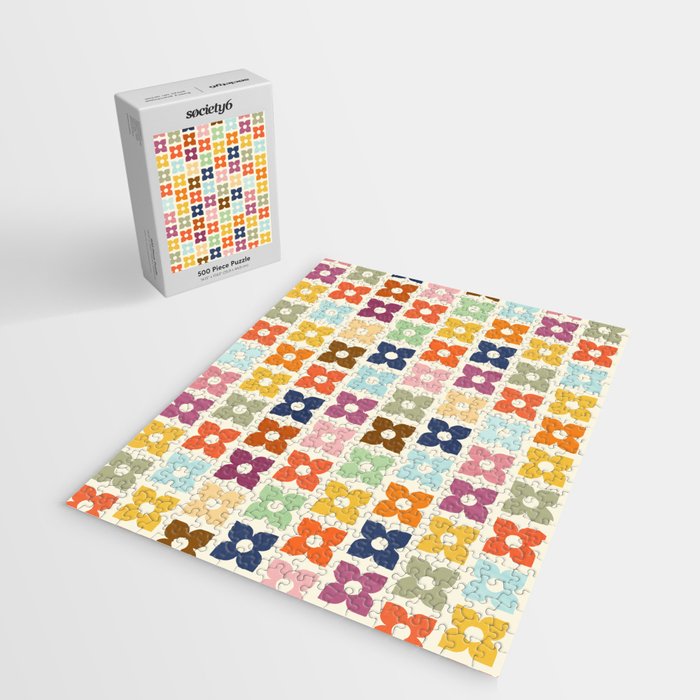 Retro Nostalgic Pastel Flowers Jigsaw Puzzle Gallery Image 2