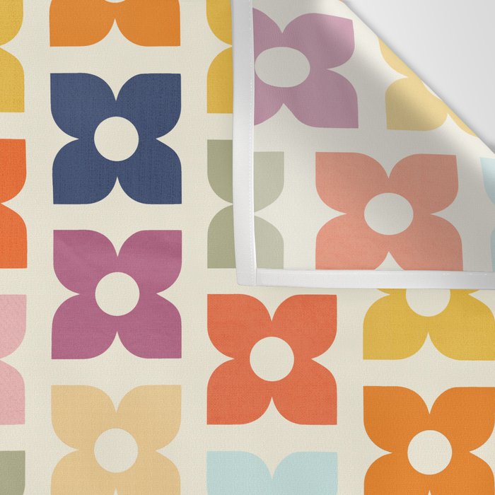 Retro Nostalgic Pastel Flowers Wall Tapestry Gallery Image 3