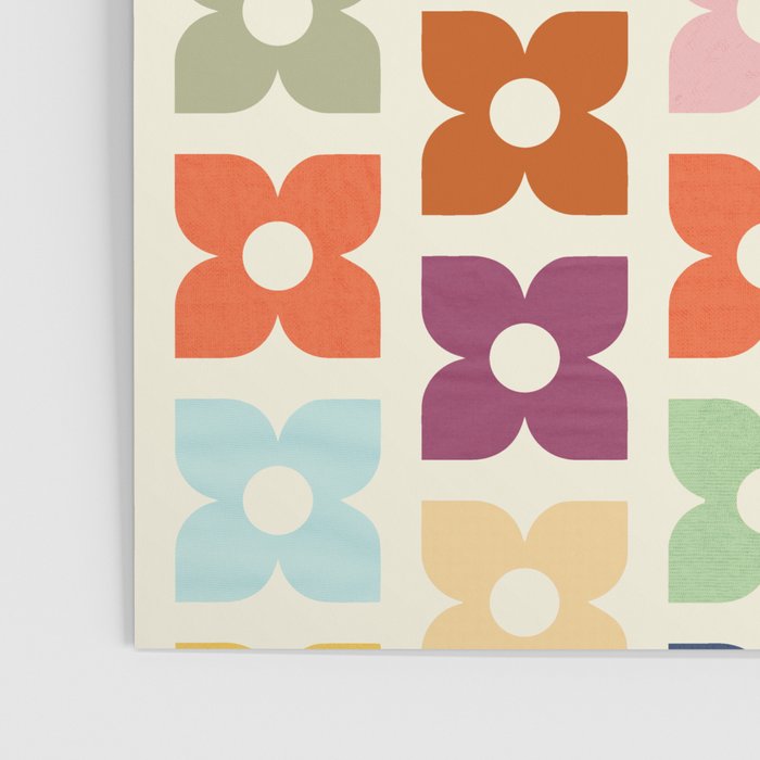 Retro Nostalgic Pastel Flowers Poster Gallery Image 3
