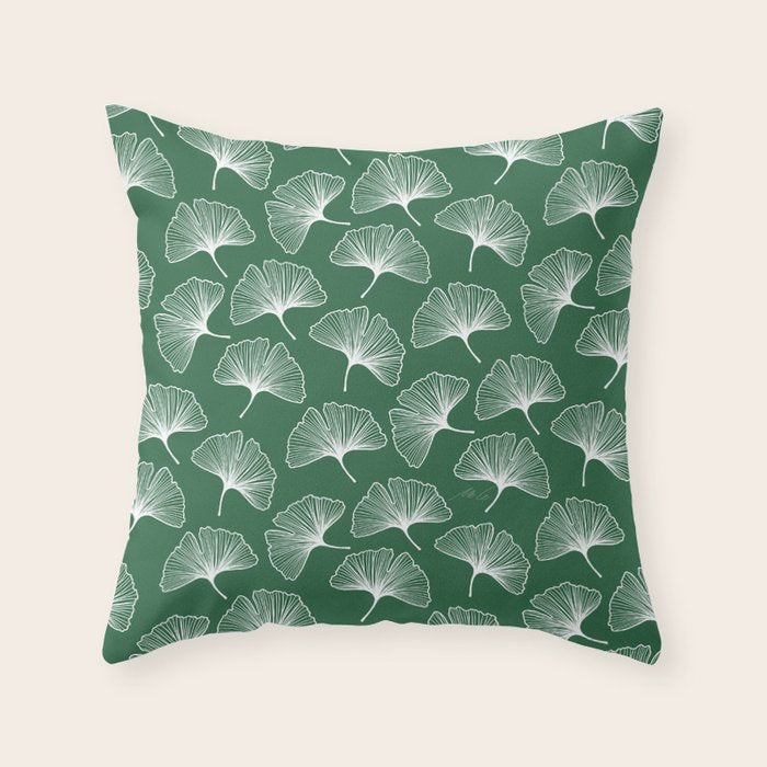 Ginkgo Leafs Pattern_21 Throw Pillow Gallery Image 6