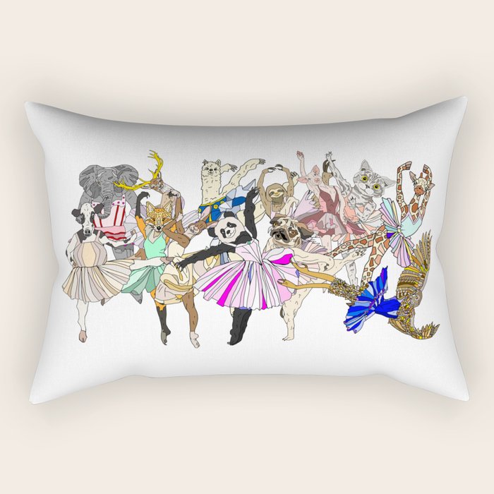 Animal Square Dance Hipster Ballerinas Rectangular Pillow Gallery Image 1