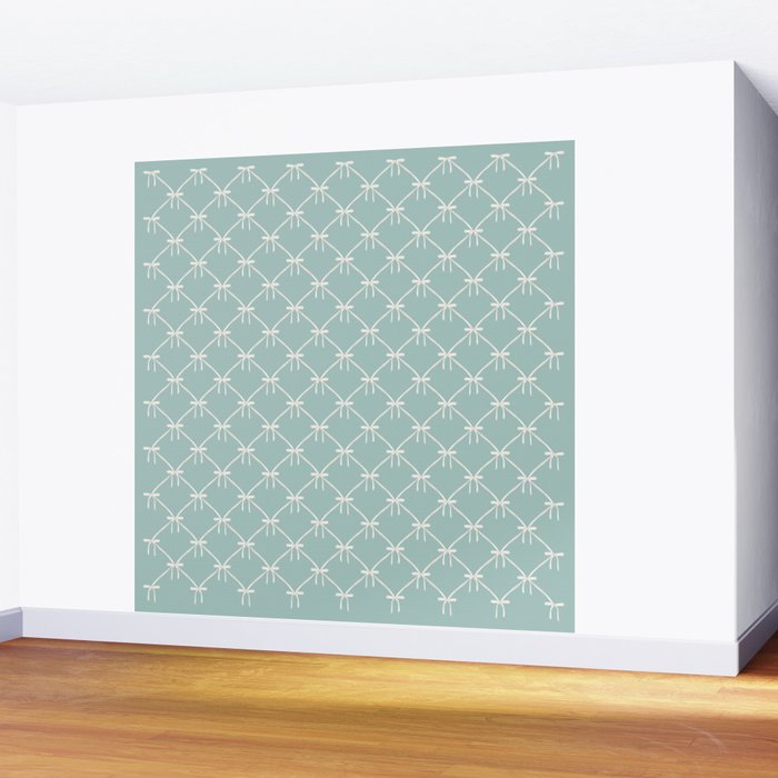 Bows & Ribbons Pattern XXVIII Pastel Mint Green Wall Mural Gallery Image 2