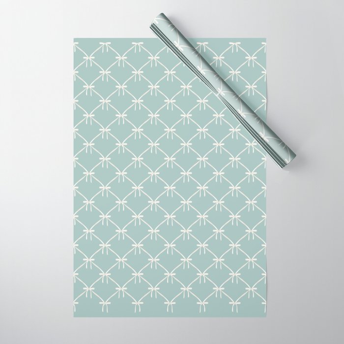 Bows & Ribbons Pattern XXVIII Pastel Mint Green Wrapping Paper Gallery Image 1