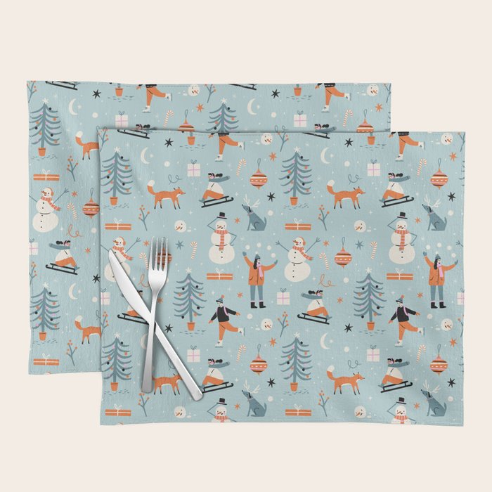 Christmas Scene Blue Placemat Gallery Image 1