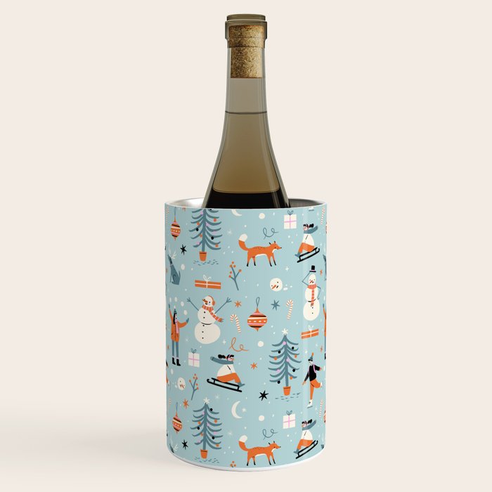 Christmas Scene Blue Wine Chiller Gallery Image 2
