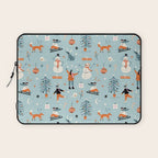 Christmas Scene Blue Laptop Sleeve Gallery Image 1