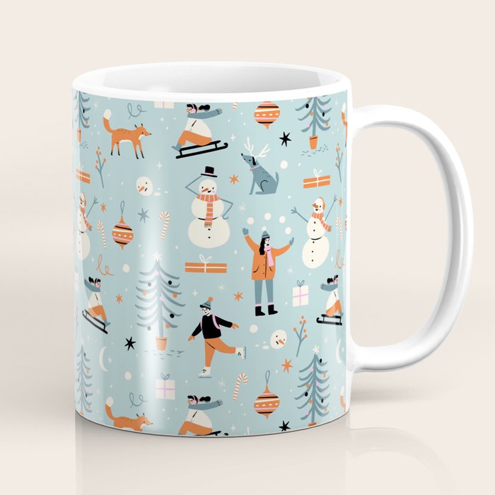 Christmas Scene Blue Coffee Mug Gallery Image 1