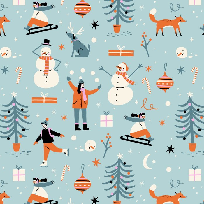 Christmas Scene Blue Coffee Mug Gallery Image 2
