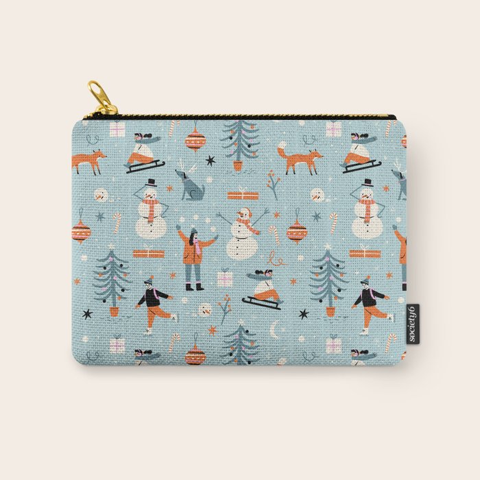 Christmas Scene Blue Carry All Pouch Gallery Image 1